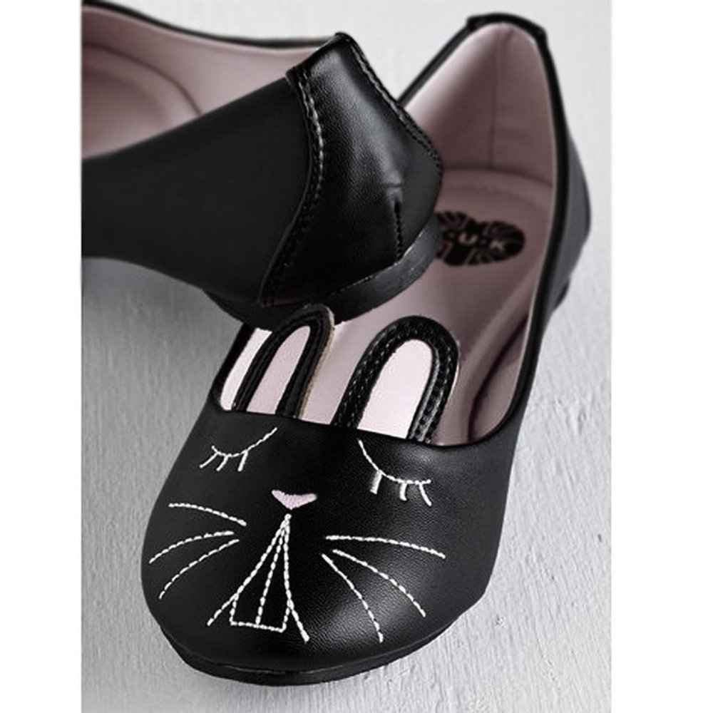 T.U.K. Black Bunny Flats Size 10